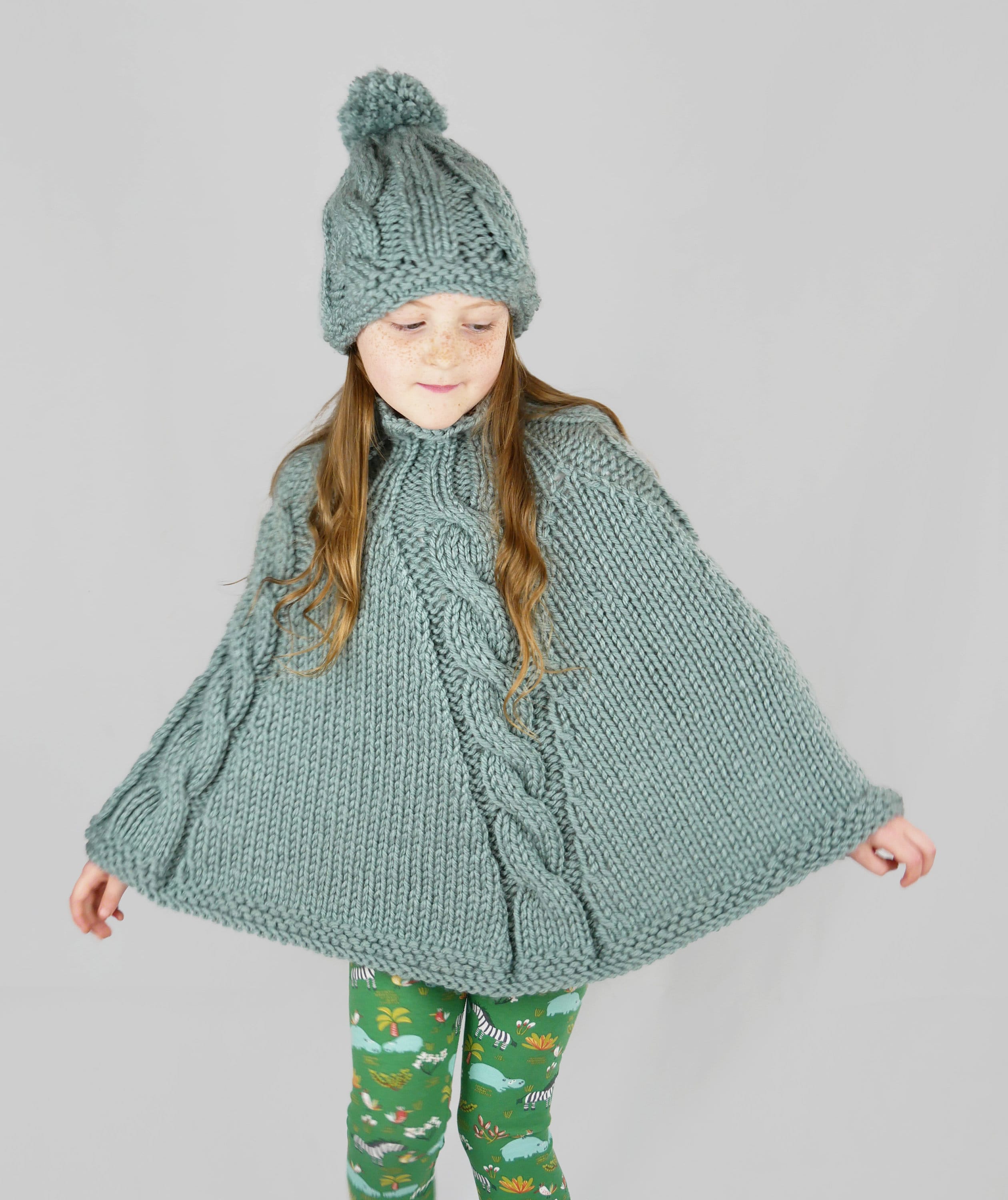 Childs Poncho Knitting Pattern Girls Knitted Poncho pattern Etsy