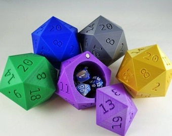 Magnetic D20 Dice box | Tray | Holder | Storage | Dice | DND | Rollplay game |