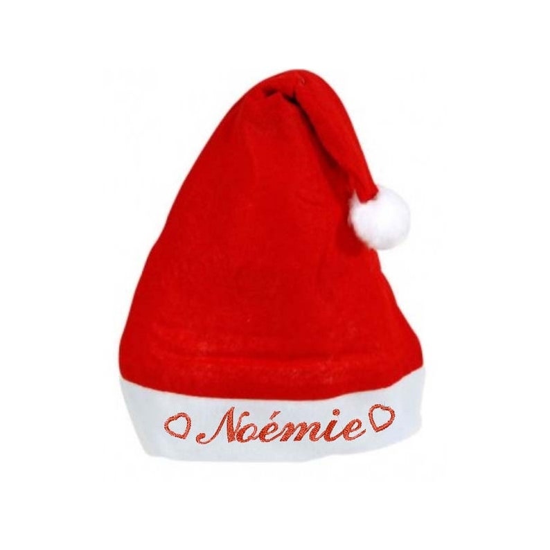 Bonnet de Noël personnalisé coeur avec prénom brodé 2 tailles, 40 polices écritures image 1