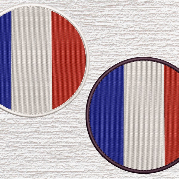 Drapeau Rond brodé   France  4 tailles plusieurs finitions (thermocollant, velcro, à coudre...)