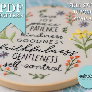 Christian Embroidery Pattern PDF Instant Download | Fruits of the Spirit