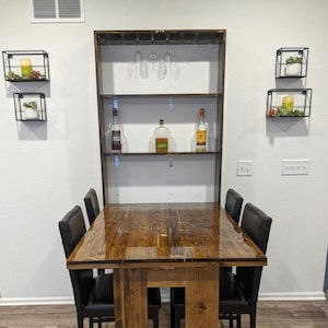 DELUXE (Version 2) Murphy Bar, Wall Mount Bar, Hanging Bar, Liquor Cabinet, Murphy Table, Wall Mounted Folding Table