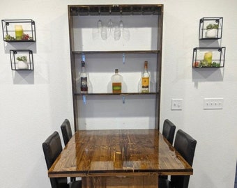 DELUXE (Version 2) Murphy Bar, Wall Mount Bar, Hanging Bar, Liquor Cabinet, Murphy Table, Wall Mounted Folding Table