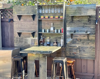 Outdoor Murphy Bar Space, Wall Mount Bar, Hanging Bar, Liquor Cabinet, Murphy Table, Wall Mounted Folding Table