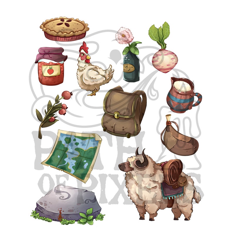 Cosy Cottage Clipart, Cottage Core Aesthetic Stickers, Cute Nature Clipart, Whimsical Clipart, Cute Digital Stickers, Cottagecore Printables image 2