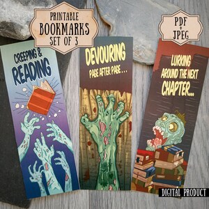 bookmark funny zombies printables funny quote bookmark set etsy