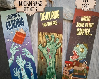 bookmark funny zombies printables funny quote bookmark set etsy