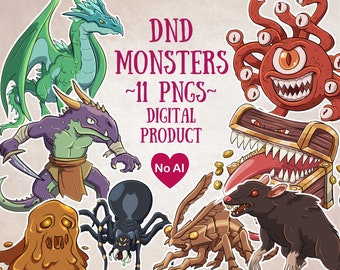 Monster Clipart, Tabletop Fantasy, RPG Monsters, Dungeons and Dragons, Dragon PNG, DnD PNG, Digital Clipart