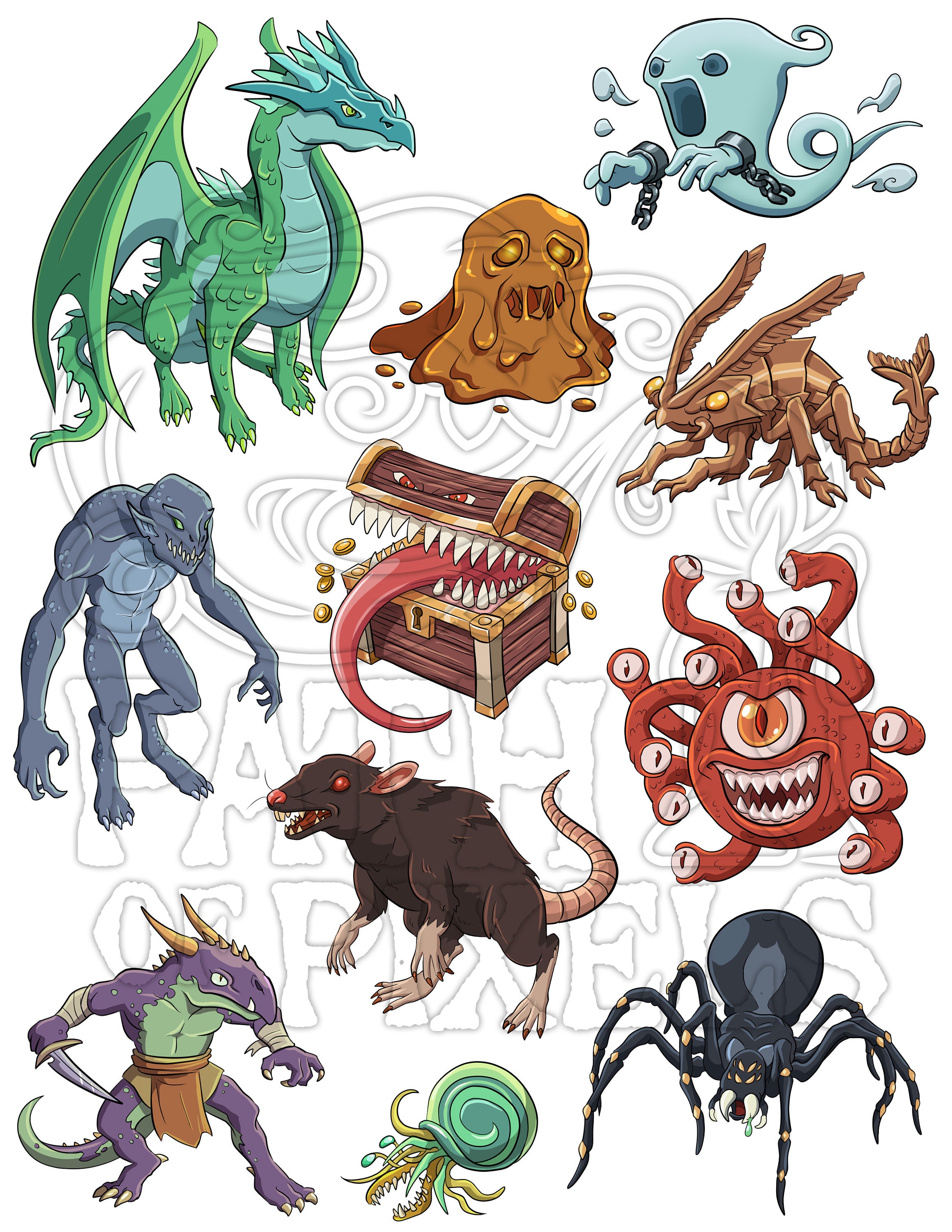 Monster Clipart Tabletop Fantasy RPG Monsters Dungeons and - Etsy