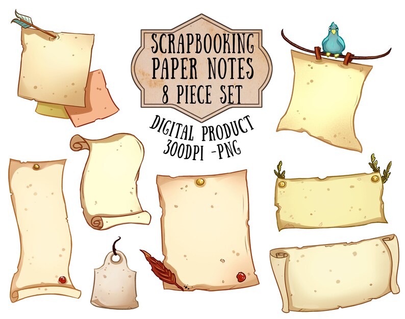 Vintage Paper Notes Printable Sticky Notes Scrapbooking Etsy