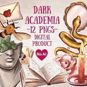 Dark Academia Clipart, Vintage Scrapbooking Set, Dark Aesthetic Art, Vintage Aesthetic Clipart, Romantic Clipart, Dark Academia Scrapbooking