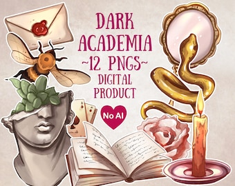 Dark Academia Clipart, Vintage Scrapbooking Set, Dark Aesthetic Art, Vintage Aesthetic Clipart, Romantic Clipart, Dark Academia Scrapbooking