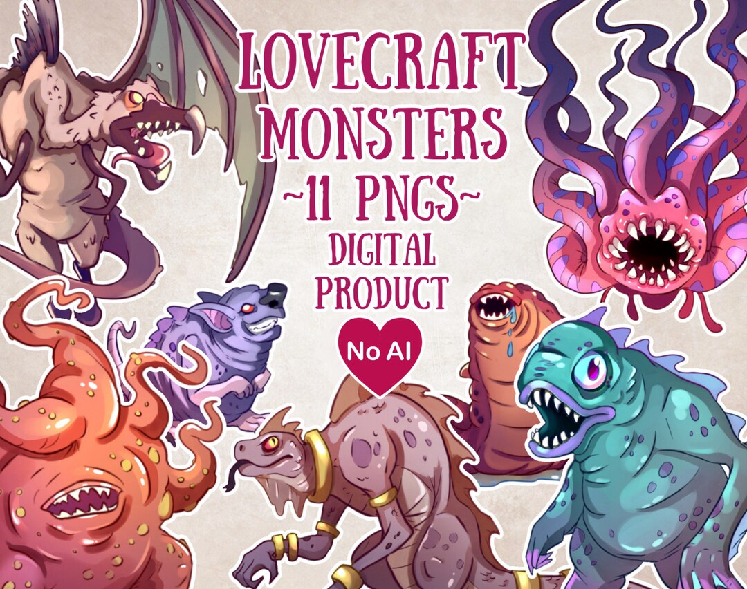Cthulhu Monster Clipart, Lovecraft Monsters, Eldritch Horror PNG, Cthulhu  Mythos, Call of Cthulhu RPG, Printable Cthulhu Monsters - Etsy