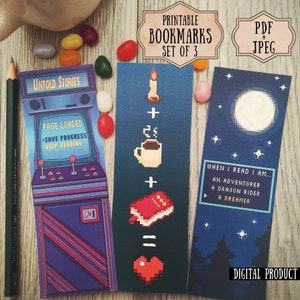 Printable Gaming Bookmarks Pixel Art Retro Gaming Bookmarks - Etsy