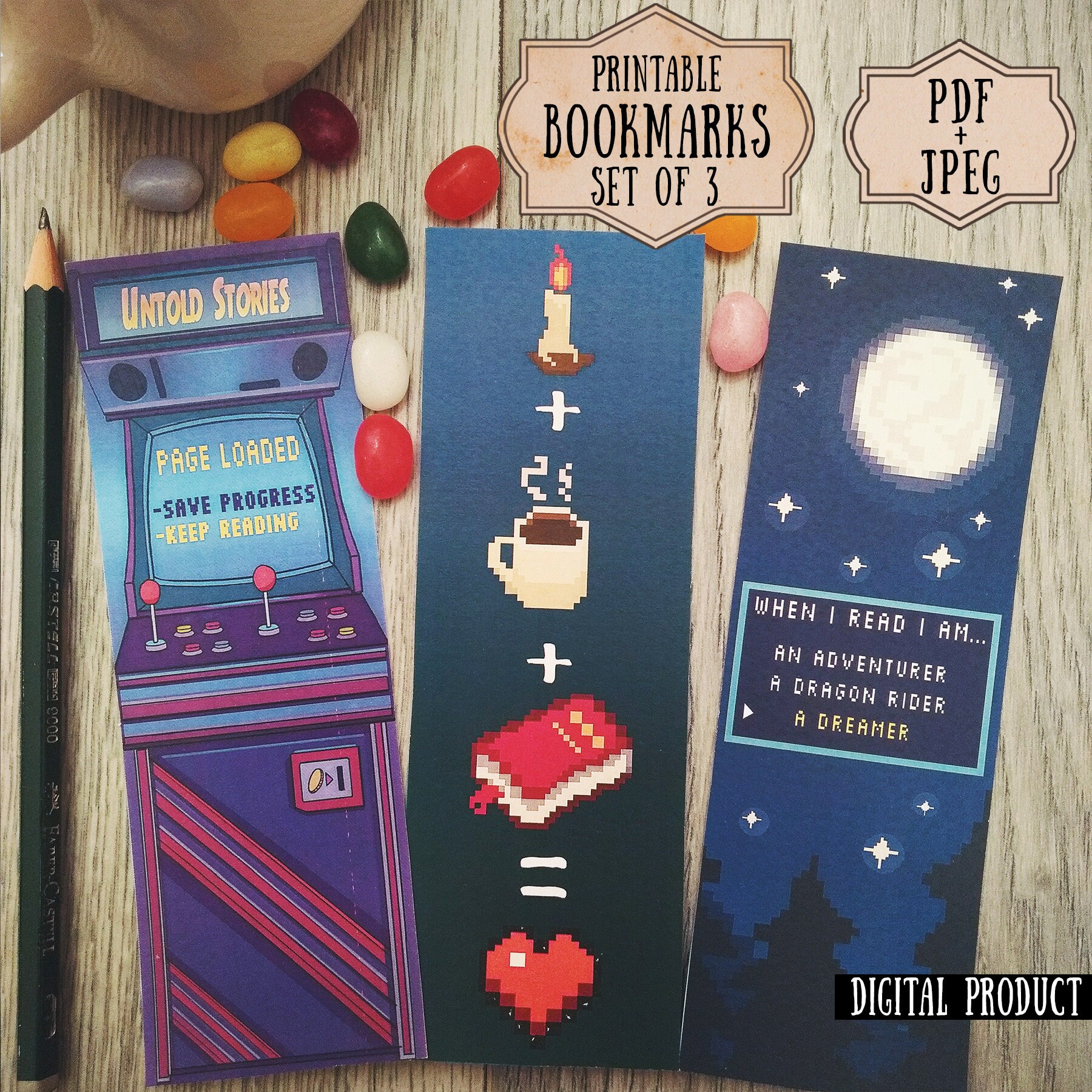 Printable Gaming Bookmarks Pixel Art Retro Gaming Bookmarks - Etsy