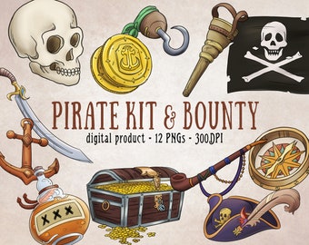Pirate Scrapbooking, Dubloon PNG, Skull PNG, Pirate Clipart, Pirate PNG, Pirate Treasure Chest, Pirate Flag, Pirate Hat Clipart