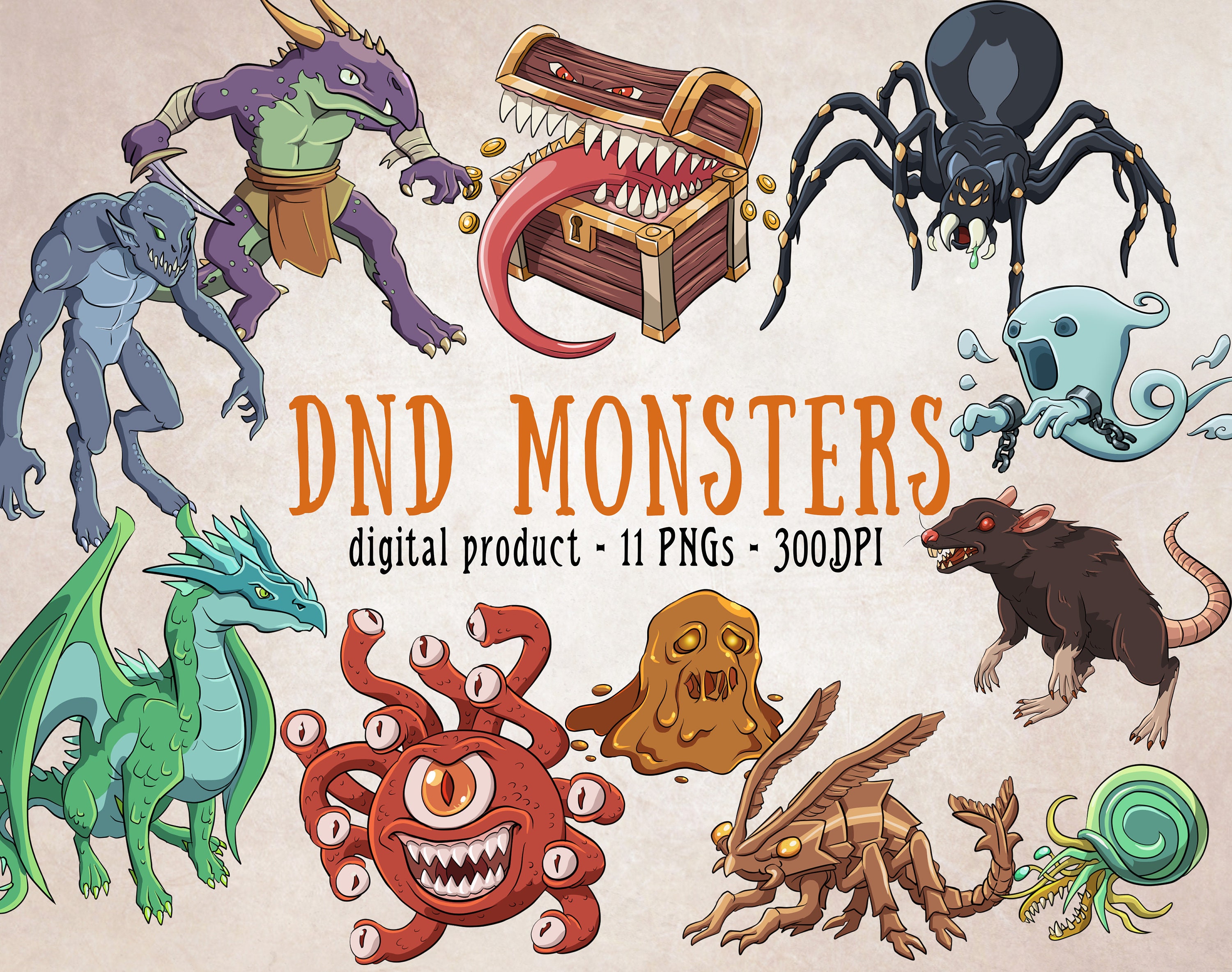 Monster Clipart Tabletop Fantasy RPG Monsters Dungeons and - Etsy