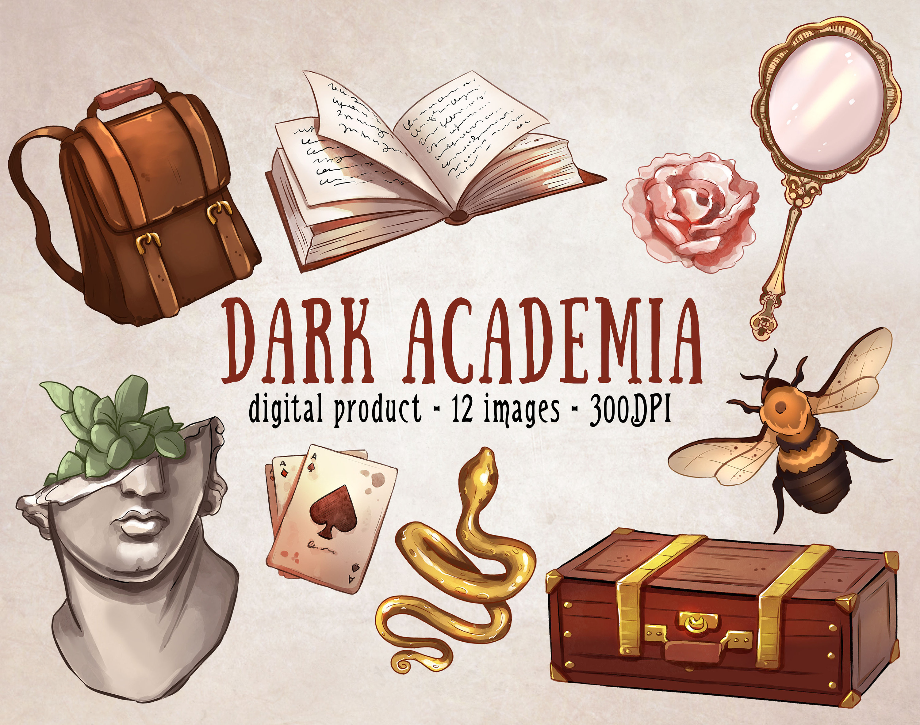 Dark Academia Clipart Vintage Scrapbooking Set Dark - Etsy