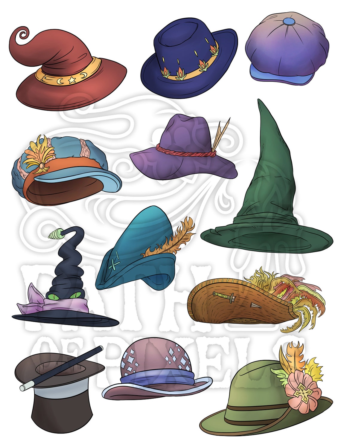 Hats Clipart, Magic Hat, Fantasy Hats PNG, Wizard Hat Clipart, Witch