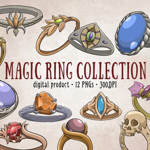 Bagues Clipart, Scrapbooking de conception de bijoux, objets magiques, Fantasy Clipart, Clipart de bijoux