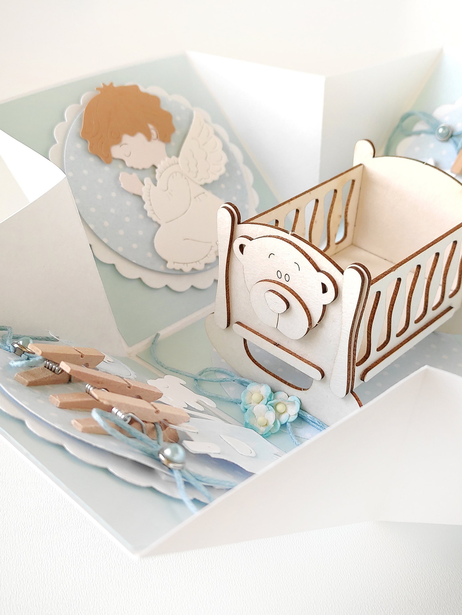 Explosion Box With Baby Crib Baby Christening Invitation Packaging Gift ...