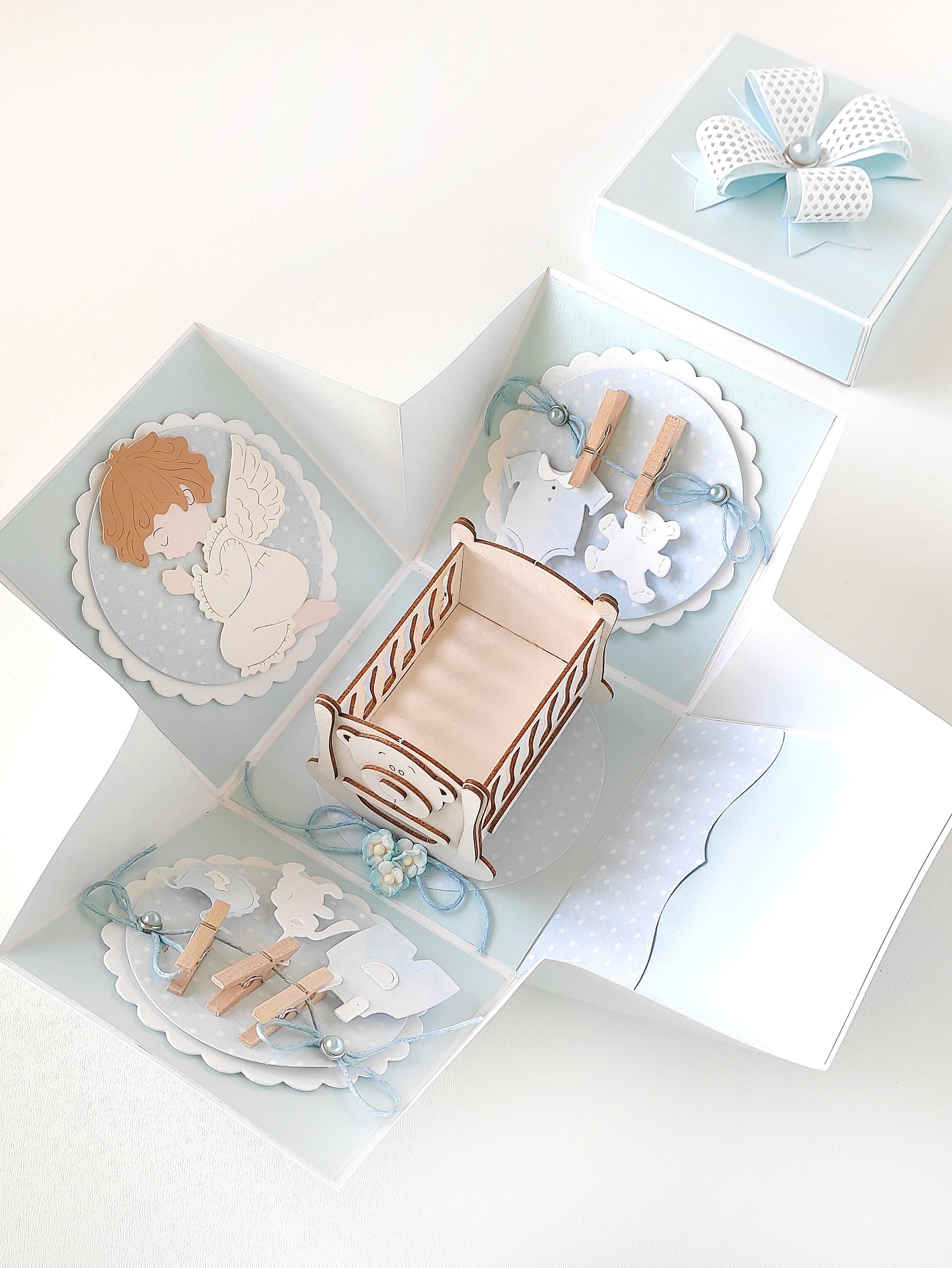 Explosion Box With Baby Crib Baby Christening Invitation Packaging Gift ...