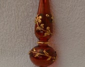 Delicate and Rare Red Blown Glass Egyptian Perfume Incense Hanger Decorated with 24k Gold - 18cm Tall