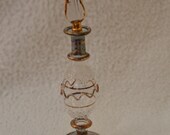 Delicate Pretty Clear Speckled Blown Glass Egyptian Perfume Bottle Decorated with 24k Gold - 13cm Tall