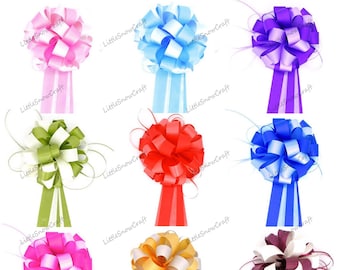 Large 7" Multi-Colour Pompom Ribbon Pull Bows Wedding Party Xmas Decoration Car Gift Wrap