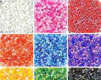 50g High Quality Glass Seed Beads | 9 Mixed Colour Shades & Types | 2mm 3mm or 4mm | DIY Jewelry Crafting | Jewelry Making Supplies