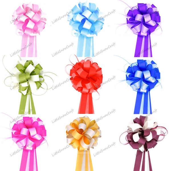 Large 7" Multi-Colour Pompom Ribbon Pull Bows Wedding Party Xmas Decoration Car Gift Wrap