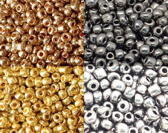 50g High Quality Metallic Colour Plated Round Glass Seed Beads  | 2mm 3mm or 4mm | DIY Jewellery Crafting | Jewellery Making Supplies