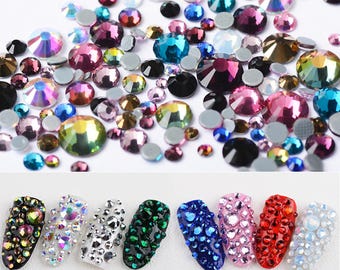 Diamond Flatback Rhinestones | Nail Art Crystal Gems, Mixed Sizes