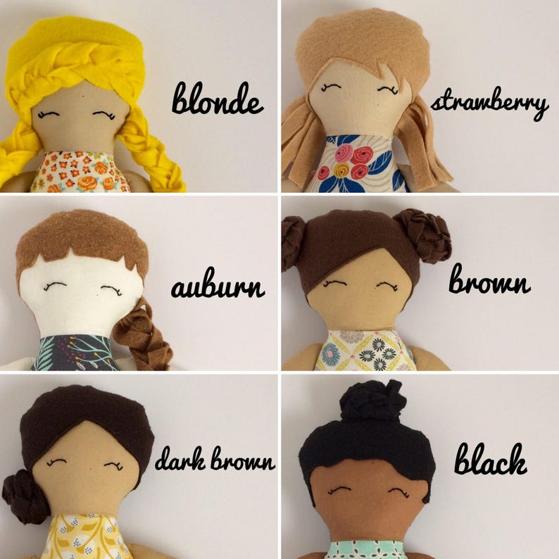 personalized heirloom cloth doll, custom rag doll, fabric doll, big sister gift, flower girl gift, baby shower gift, nursery decor image 6