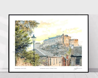 Scotland | Edinburgh | Vennel steps | Iconic Landmark of Scotland | Edinburgh Castle | Old town | Wall print | Signed Framed art