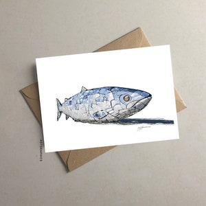 La carte de vœux Big Fish | Saumon de connaissance | Point de repère emblématique de Belfast, Irlande du Nord | Industrie du transport maritime | Harland et Wolff