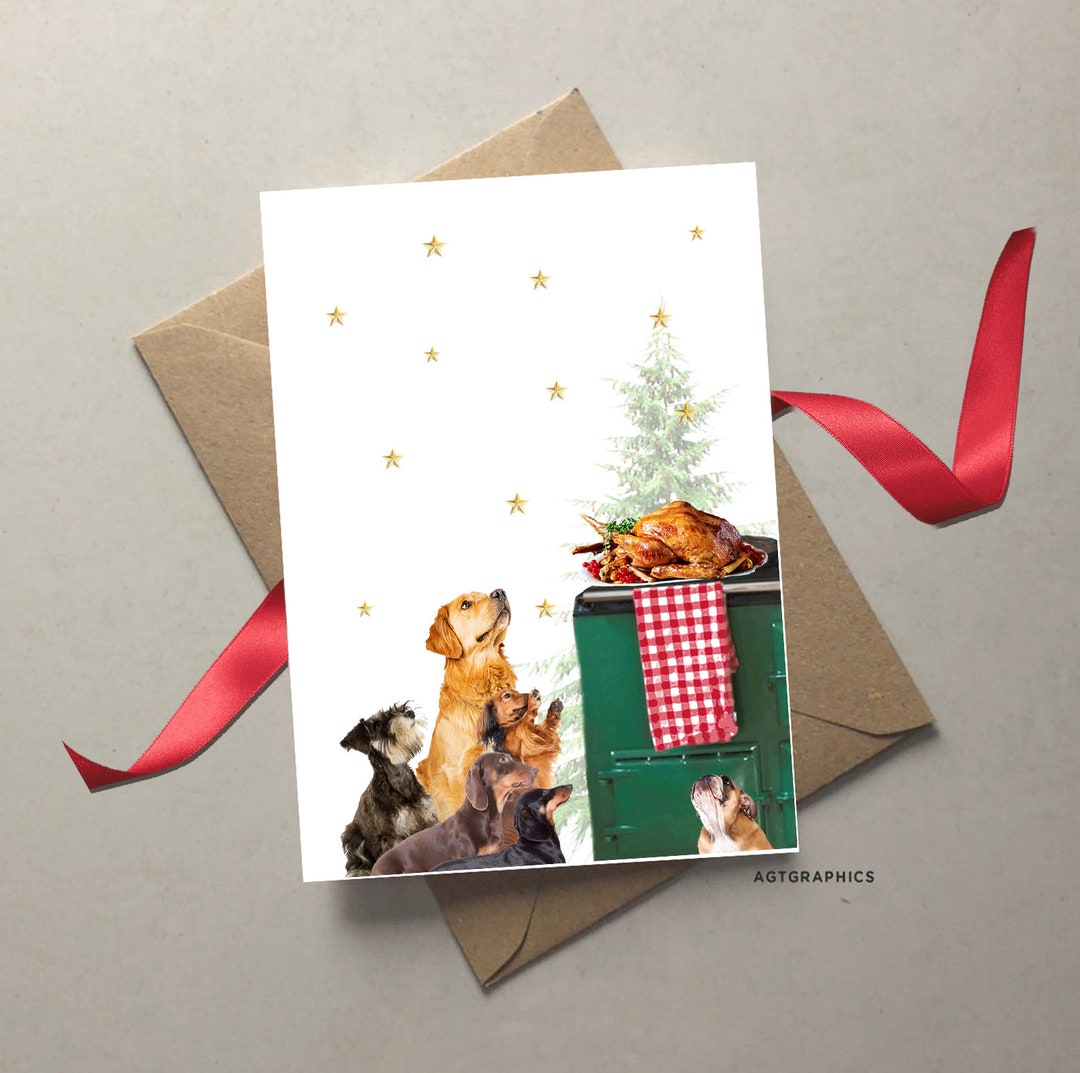 Dog Christmas Card Dog Themed Christmas Card Design of a Etsy