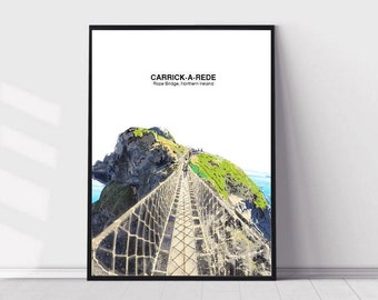 Carrick-a-Rede Rope Bridge | Northern Ireland | Iconic Landmark of N.Ireland | North Coast | Poster Prints