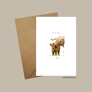 C'est une fille ! C'est un garçon ! | carte de félicitations | Nouveau bébé | Pays de la ferme, impression | Carte d'anniversaire personnalisée | Carte indiquant le sexe vierge