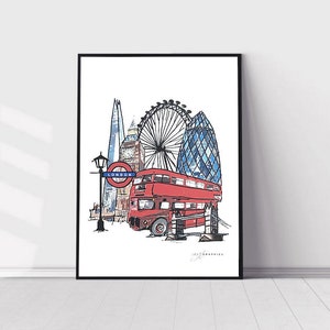 LONDRA Monumenti iconici di Londra / Inghilterra / Gherkin / Big Ben / Metropolitana di Londra / The Shard / London Red Bus / Tower Bridge