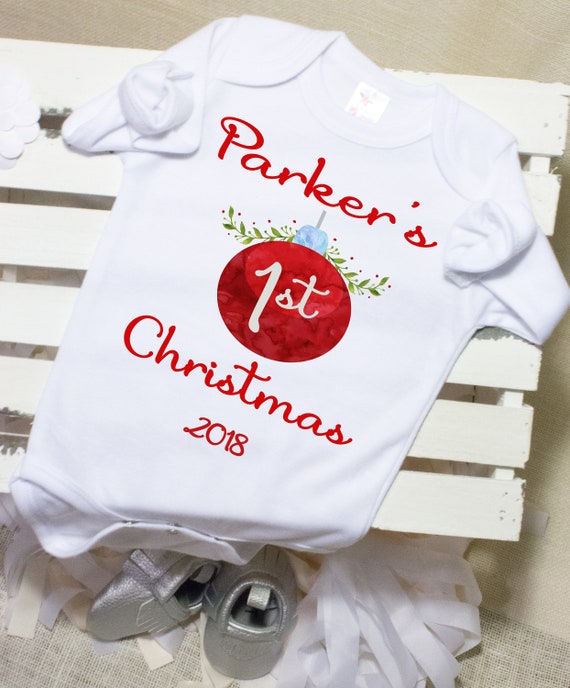 baby boy first christmas onesie