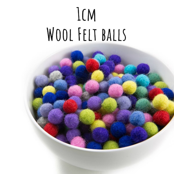 Felt balls 1cm, Pom Pom, Extra small felt balls, Felt beads, Wool felt balls, Tiny felted balls, Felt ball garland DIY, hair accessory DIY
