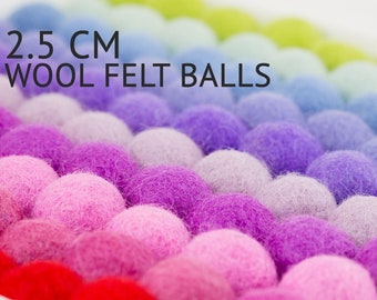 Felt balls 2.5 cm, Pom Pom,  Felt beads, Wool felt balls, Felt ball garland DIY, hair accessory DIY