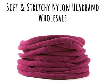 BURGUNDY nylon Headband, Wholesale baby headband, Nylon elastic headband, Wholesale headband, Stretchy nylon headband, 1 size fits all