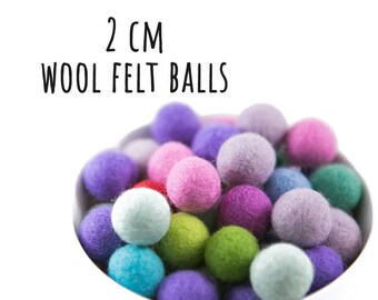 Felt balls 2cm, Pom Pom, Extra small felt balls, Felt beads, Wool felt balls, Tiny felted balls, Felt ball garland DIY, hair accessory DIY