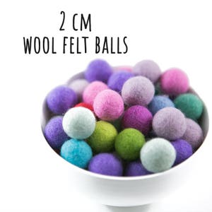 Felt balls 2cm, Pom Pom, Extra small felt balls, Felt beads, Wool felt balls, Tiny felted balls, Felt ball garland DIY, hair accessory DIY