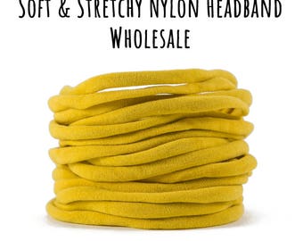 YELLOW nylon Headband, Wholesale baby headband, Nylon elastic headband, Wholesale Spandex headband, Stretchy nylon headband, 1 size fits all