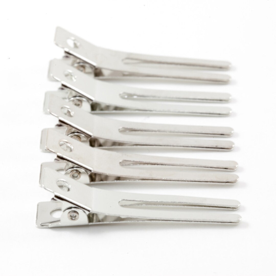 Double Prong Alligator Clip, 45mm Alligator Clip, Silver Hair Clip
