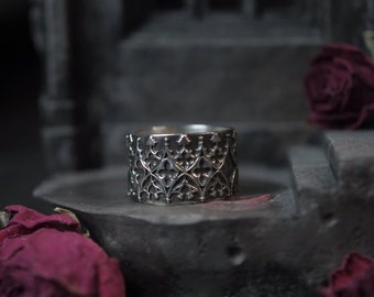 Gothic silver ring cathedral ring