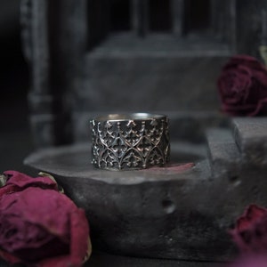 Gothic silver ring cathedral ring